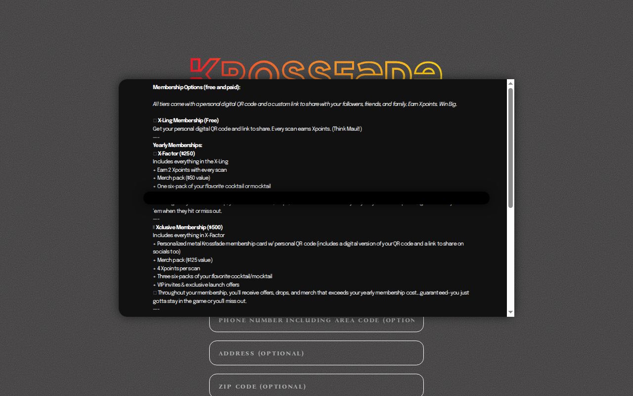 Krossfade membership card